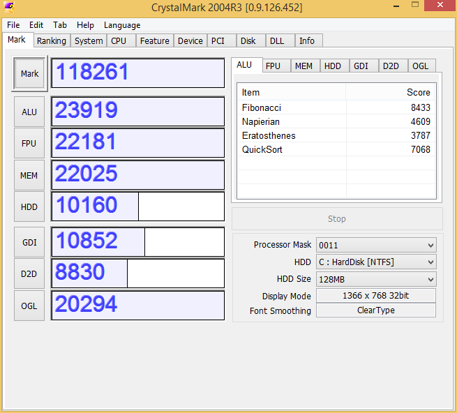 Aspire E1-531G CrystalMark