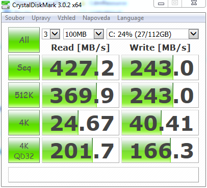 X200CA CrystalDiskMark SSD Kingston 120GB