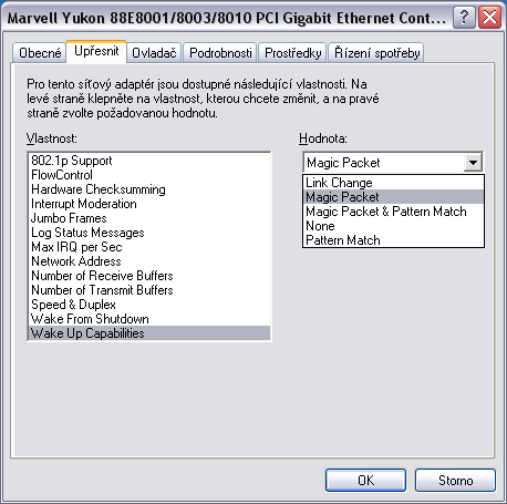 WOL Windows XP Magic Packet